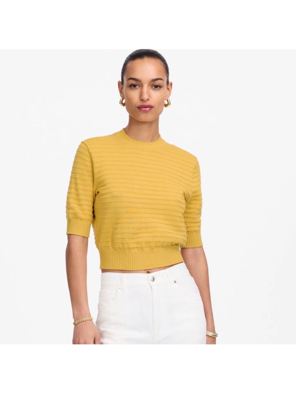 Maxwell Textural-Stitch Crewneck Sweater in 100% Cotton